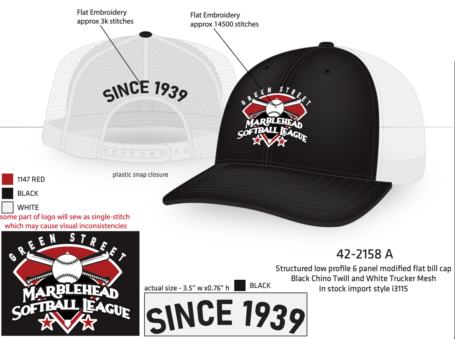Marblehead Softball League Baseball Cap